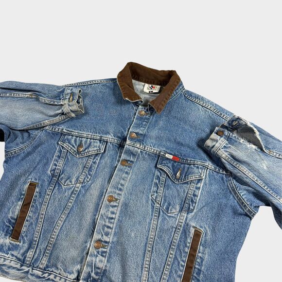 Vintage Texas Wear Denim Jacket Mens Large Corduroy Collar Western Trucker 90s - Picture 3 of 14